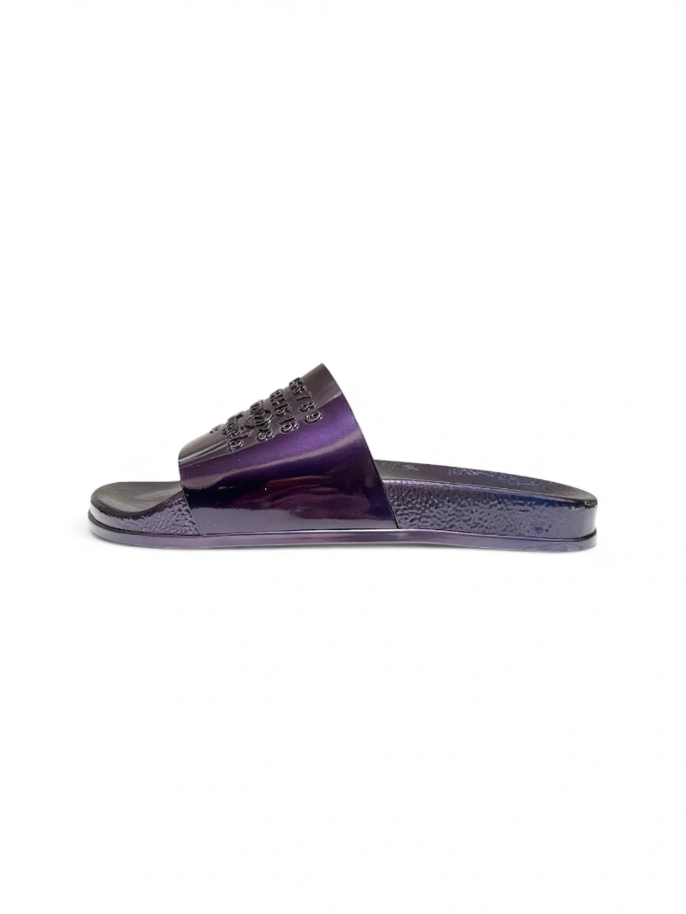 Maison Margiela Paris Logo Slide Sandals Metallic Purple EU 42 Made in Italy
